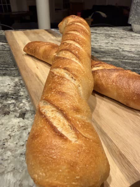 Sourdough baguettes with crispy crust